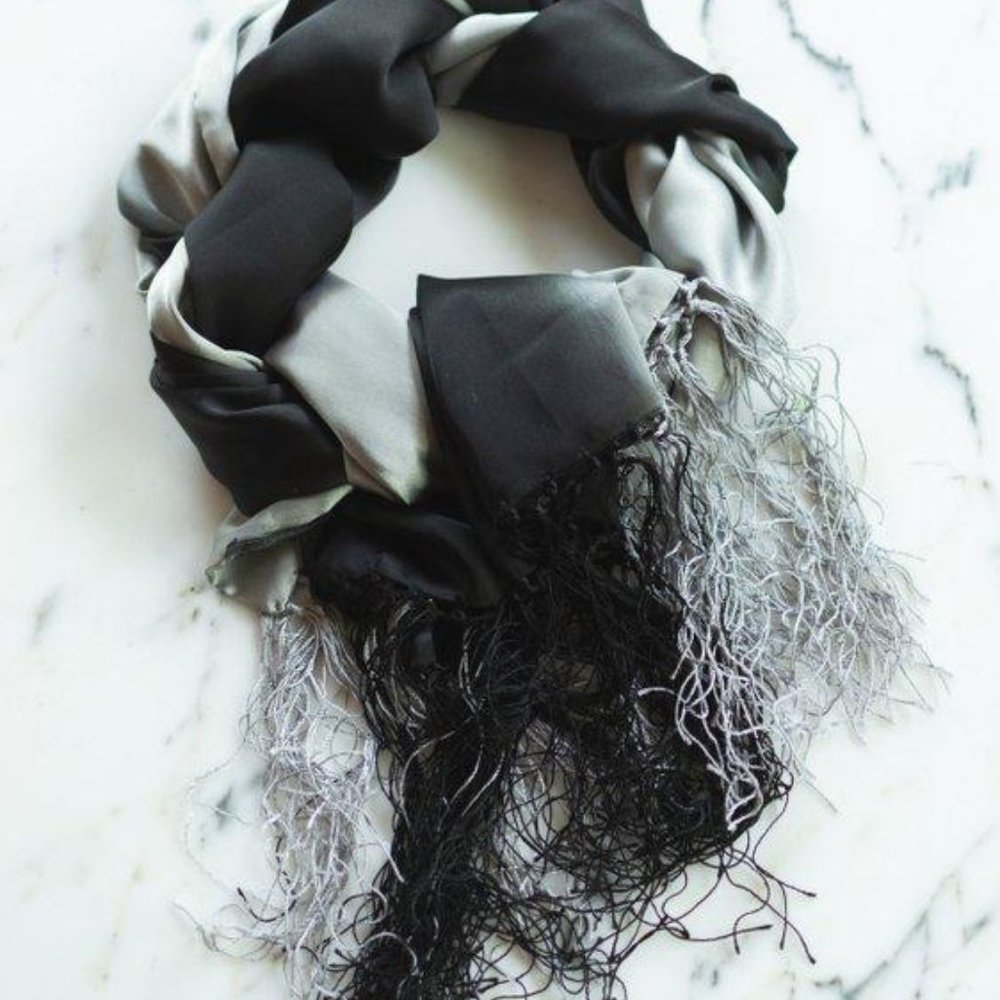 Black and Gray Silk Evening Wrap